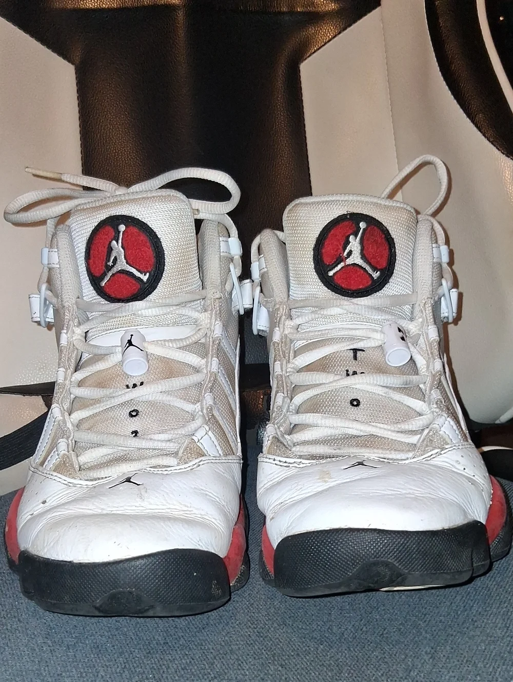 Jordan Kids White and Red High-Top Basketball Sneakers